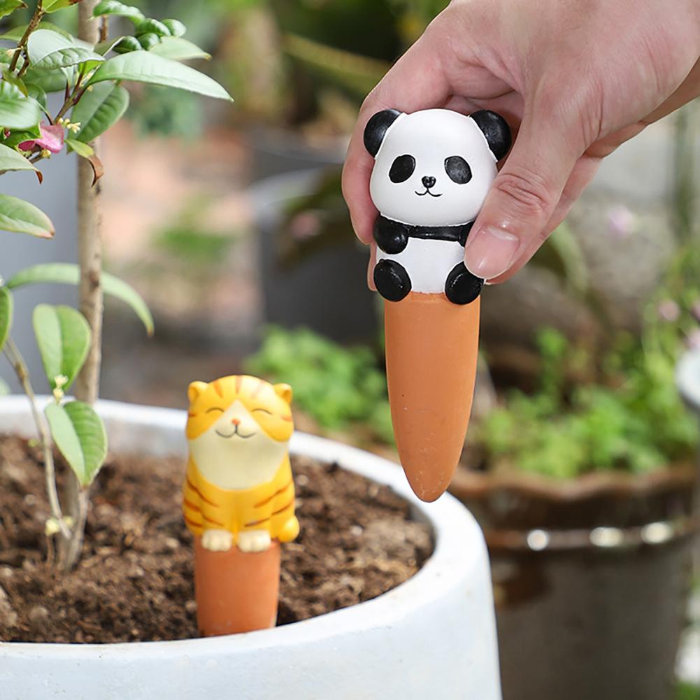 Plant Parent Tools - 4個セット 植物散水スパイク かわいい動物型自動散水ステーク 自動徐放性粘土散水ツール