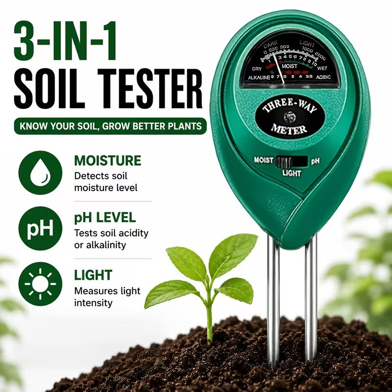 3-in-1土壌テスター（水分、PH、光測定器）– バッテリ - Plant Parent Tools のレビューと価格